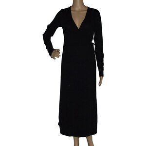 Old Navy Cardigan Sweater Womens MT (medium tall) black wrap v-neck long midi